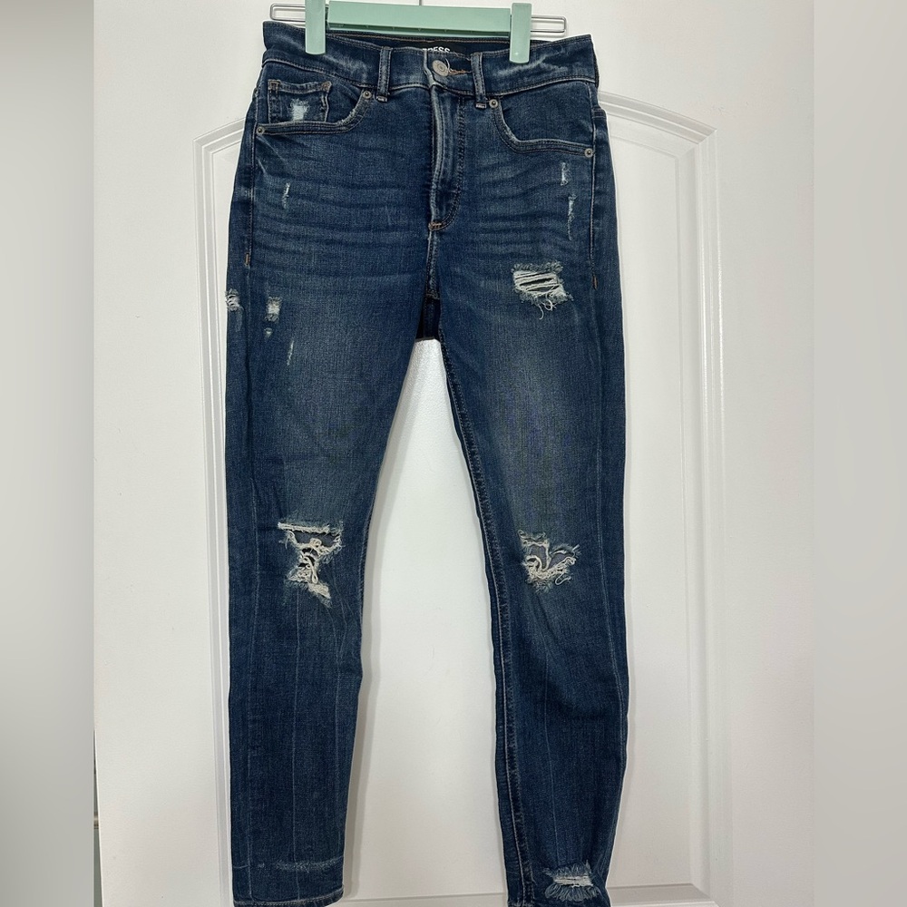 Express Distressed Skinny Jeans